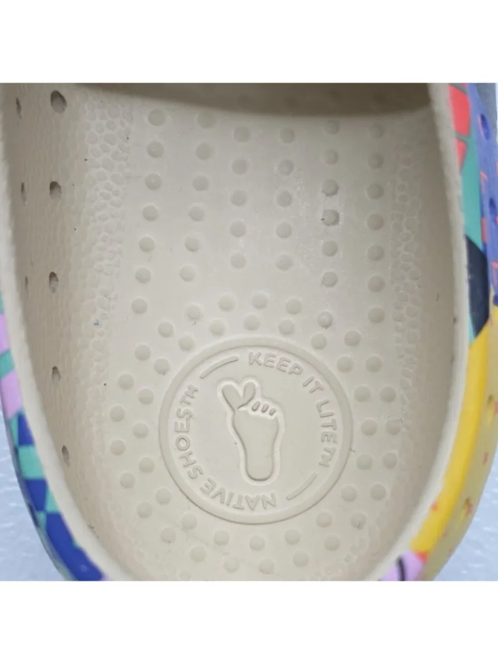 NATIVE Shoes Jefferson Sugarlite Multicolor Patchwork Kids Juniors Size 2 EUC